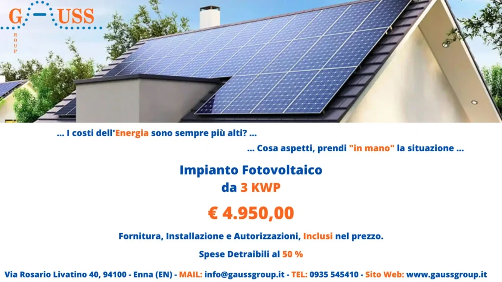 Promozione impianto fotovoltaico 3kwp