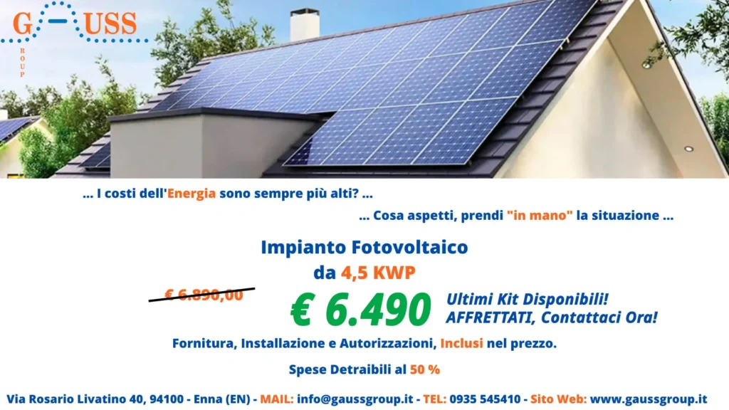 Promozione impianto fotovoltaico 4,5kwp