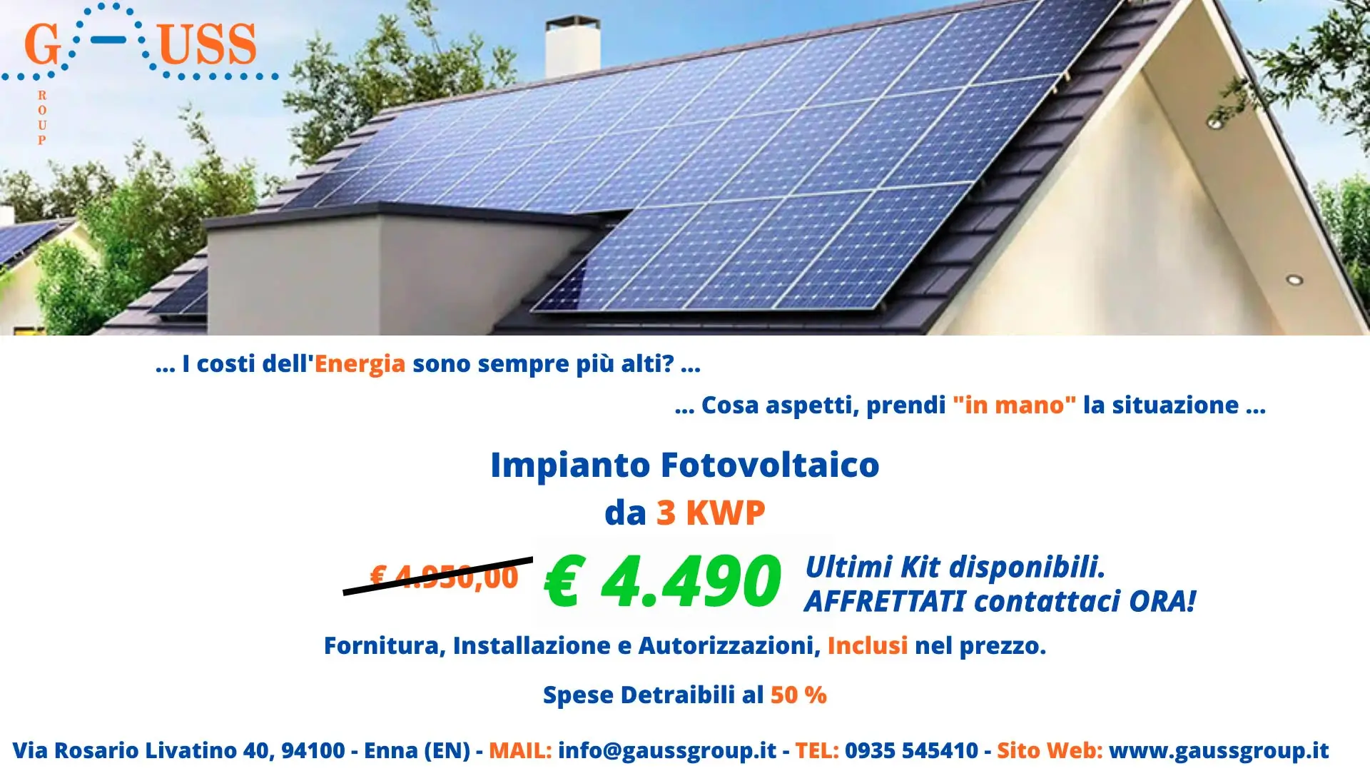 Promozione impianto fotovoltaico 3kwp