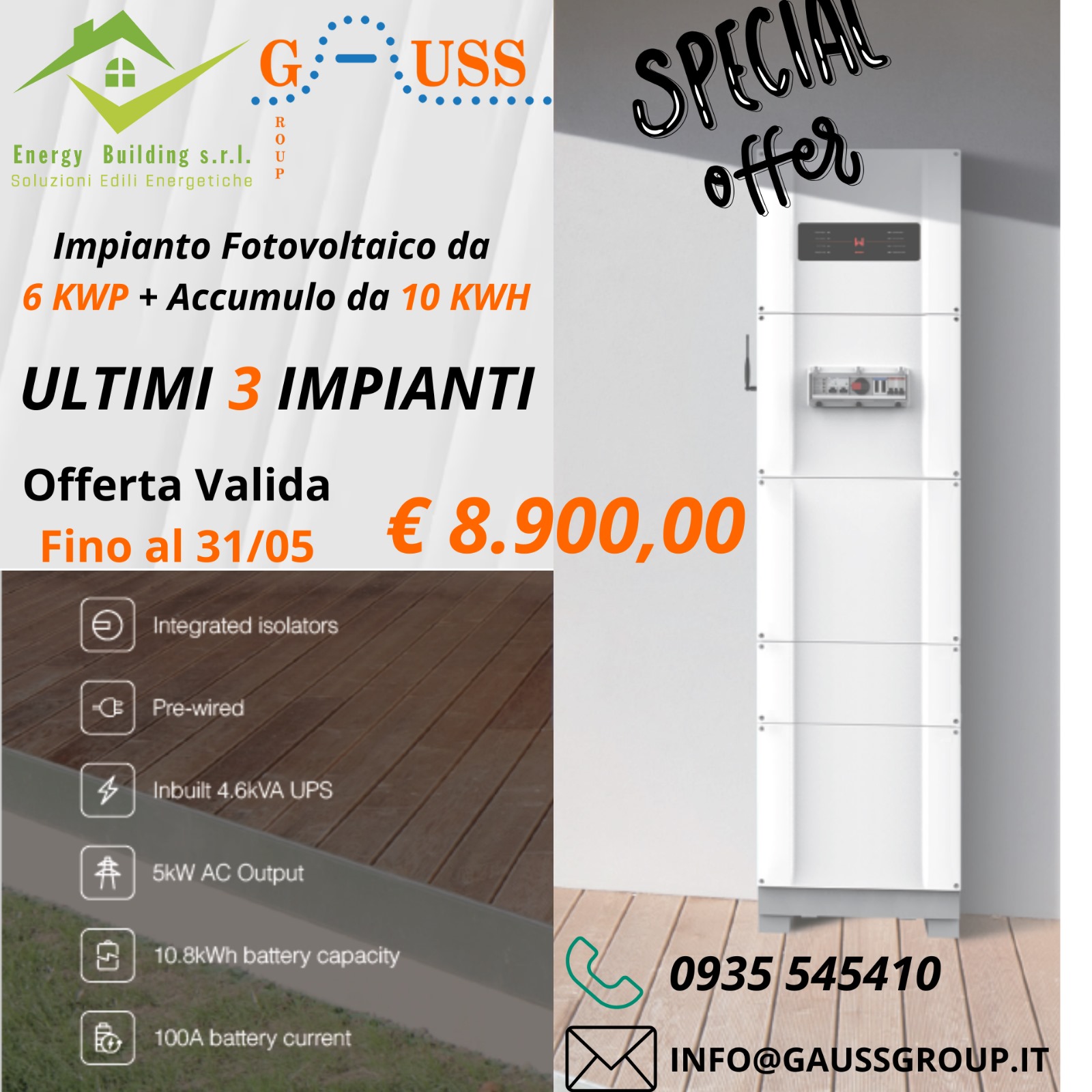 Promo impianto fotovoltaico maggio 2025 GaussGroup